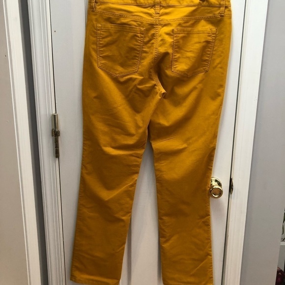 ANN Taylor Loft Mustard Yellow Corduroy Long Pants Modern Straight 30/10  #p1014 - Picture 3 of 8